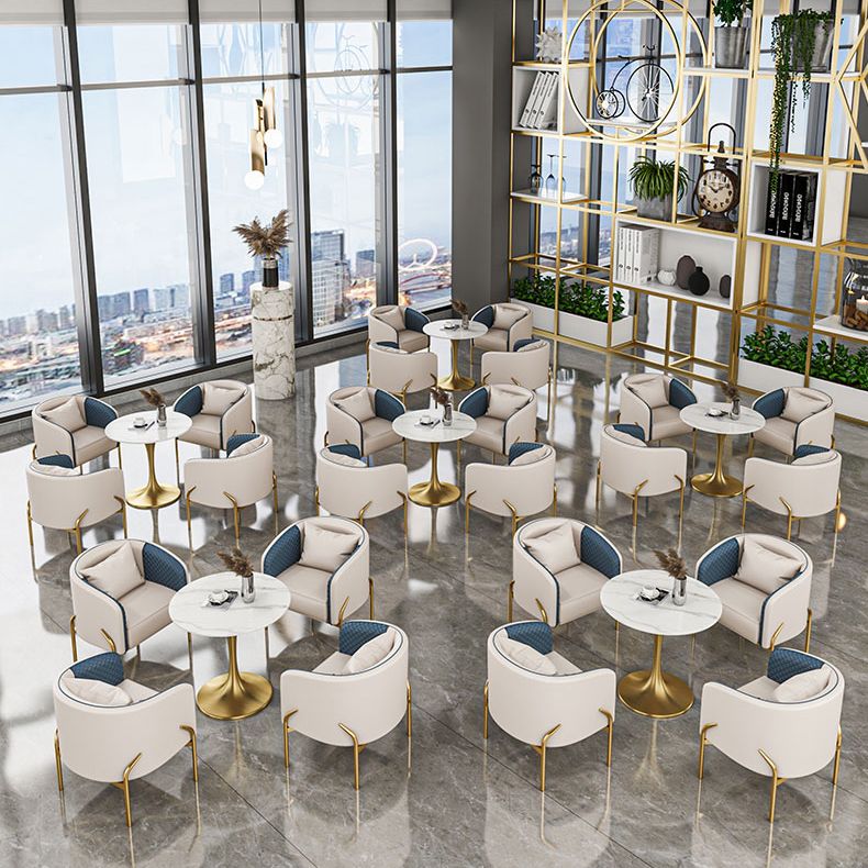 グラムスタイルのダイネットセット1/3/4/5 PCSダイニングチェア付きラウンドストーンダイナーテーブル