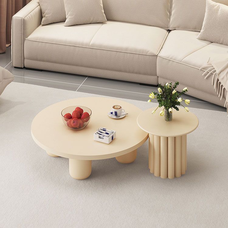 Modern Round Wooden Coffee Table Set Solid Wood 4 Legs Cocktail Table Clearhalo 'Coffee & Accent Tables' 'Coffee Tables' 'coffee_tables' 'furn' 'furn_coffee_tables' 'Furniture' 'Living Room Furniture' 1200x1200_8d035bd7-8f07-40fd-8538-36ecbfd44271