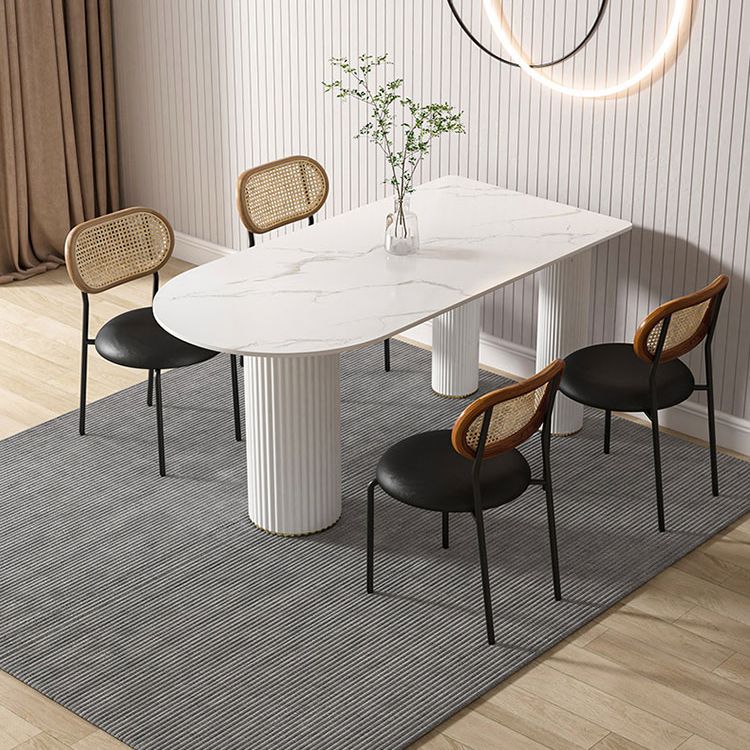 Metal Contemporary Free Form Dining Table Sintered Stone Table for Home Clearhalo ' dining_table' 'Dining Tables & Seating' 'Dining Tables' 'furn' 'furn_dining_table' 'Furniture' 'furniture_dining_table' 'Kitchen & Dining Furniture' 'kitchen&dining_furn' 'kitchen' 'kitchen_dining_table' 1200x1200_8d035ed3-a56a-4cf4-afd4-73d4737bb0ff