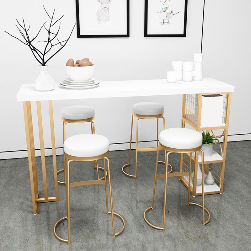 Glam Round Bar Stools Gold Metal Dining Stools with Footrest Clearhalo 'Bar Furniture' 'Bar Stools' 'bar_stools' 'furn' 'furn_bar_stools' 'Furniture' 'Kitchen & Dining Furniture' 1200x1200_8d04a591-ed80-426a-9ddf-d9d00833e2e5