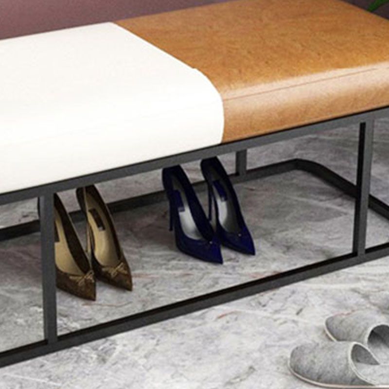 Mid-Century Modern Upholstered Bench Bedroom Seating Bench in Brown and White with Legs Clearhalo 'Benches' 'Chairs & Seating' 'furn' 'furn_benches' 'Furniture' 'Living Room Furniture' 1200x1200_8d0977ab-e2bd-4284-a943-e5c897e38c9d