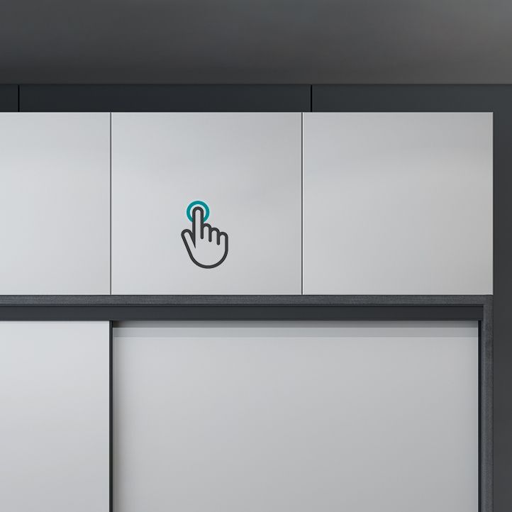 Armadietto moderno moderno moderno di stoccaggio in legno bianco lucido con porte scorrevoli