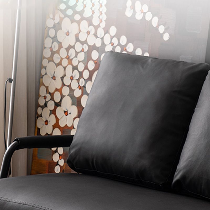 Sofá de metal con almohadas de refuerzo contemporáneas con asientos de cuatro patas