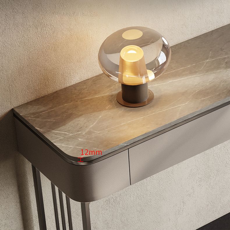 Modern Accent Table Half Moon Shape Stone Console Table for Hall , 14 inch Wide