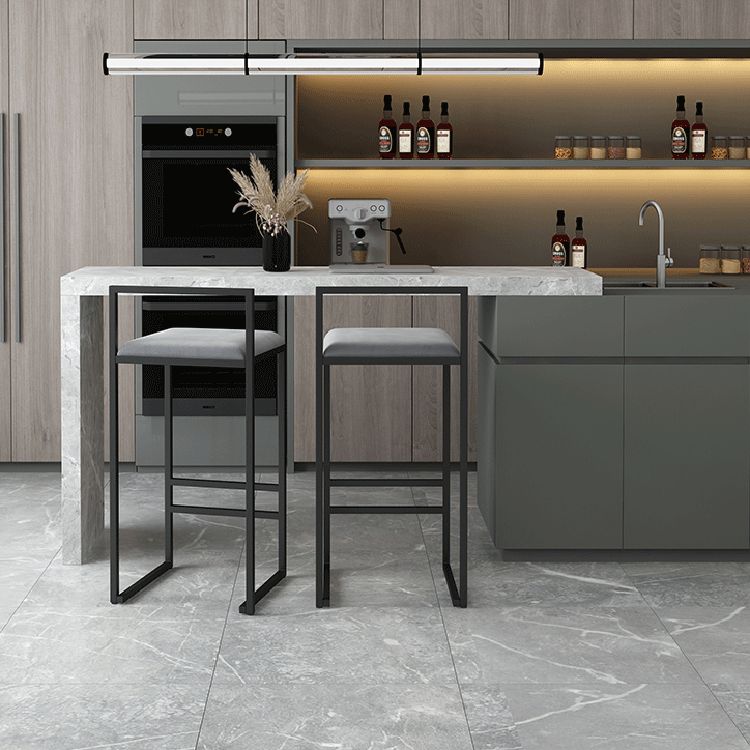 Modern Backrest Armless Counter Stool Iron Cafe Bar Stool with Velvet Cushion and Pedal Clearhalo 'Bar Furniture' 'Bar Stools' 'bar_stools' 'furn' 'furn_bar_stools' 'Furniture' 'furniture_bar_stools' 'Kitchen & Dining Furniture' 1200x1200_8d0b7e92-4a80-4663-a804-bed0da1ef55e