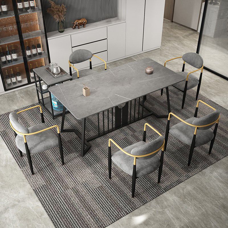 Contemporary Kitchen Dining Arm Chairs Upholstered Dining Chairs in Grey