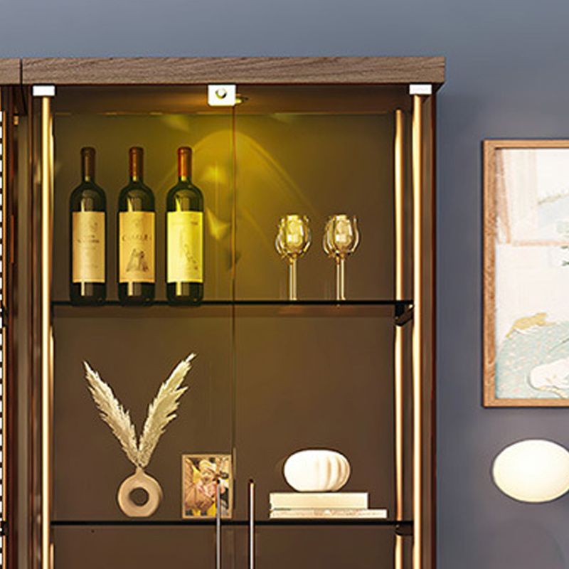 グラムキュリオキャビネットメタルガラスドアリビングルーム用ドア付きビュッフェキャビネット