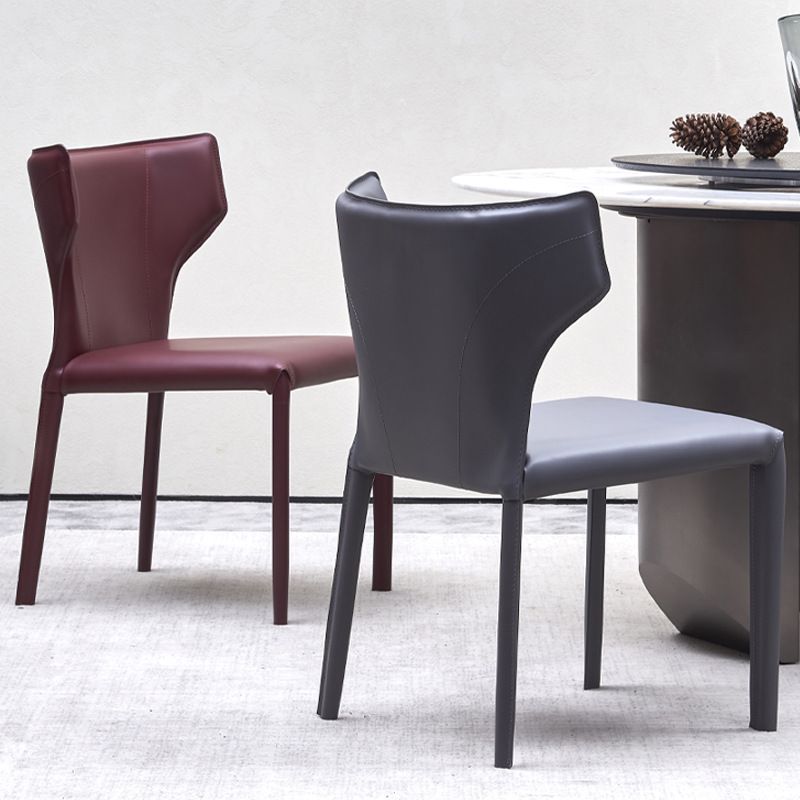 Sedia laterale di Wingback Fuce sedie da pranzo senza bracciole in pelle per la casa