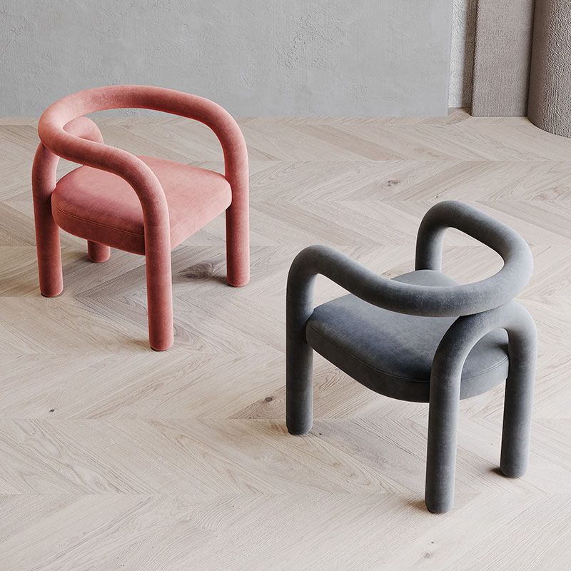 Designer Style Velvet Curved Arm Chair Open Back Matte Finish Dining Chair Clearhalo ' kitchen&dining_furn' 'Dining Chairs' 'Dining Tables & Seating' 'dining_chair' 'furn' 'furn_dining_chair' 'Furniture' 'furniture_dining_chair' 'Kitchen & Dining Furniture' 'kitchen' 1200x1200_8d11d1b3-aff9-4e22-9f41-d3a6be6c2484