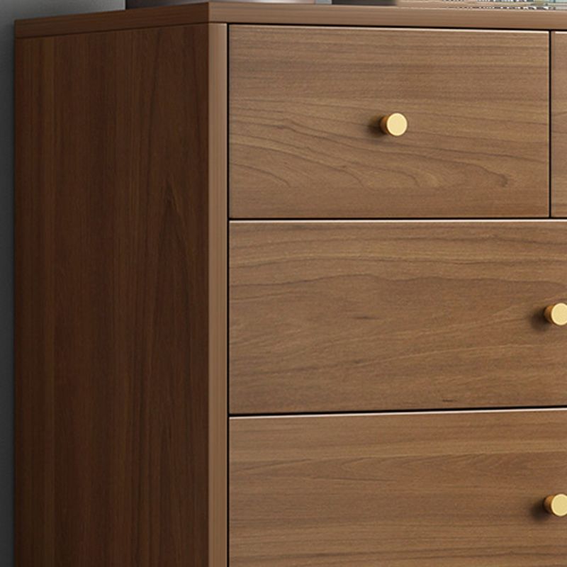 Coffre brun du milieu du siècle avec des tiroirs et des jambes droites 23,62 "de long