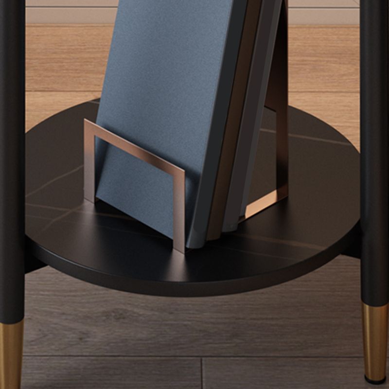 3 benen leisteen bijzettafel rondom minimalistische dubbele laag eindtafel