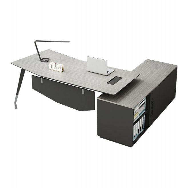 Zeitgenössischer Sockel Executive Desk Holz Office Desk mit Dateischrank