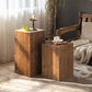 Distressed Wood Square End Table Set 11.8" W Block Sofa Side Accent Table