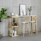 Glam Rectangle Bar Dining Table White Faux Marble Top Iron Indoor Bistro Table with Shelf Clearhalo 'Bar Furniture' 'Bar Tables' 'bar_tables' 'furn' 'furn_bar_tables' 'Furniture' 'furniture_bar_tables' 'Kitchen & Dining Furniture' 1200x1200_8d1728eb-878e-4987-bbd9-fdd0ba2e65eb