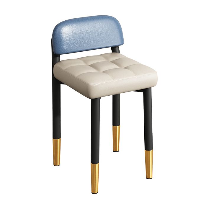 Modern Armless Backrest Cushion Chair with Metal Legs for Dining Room