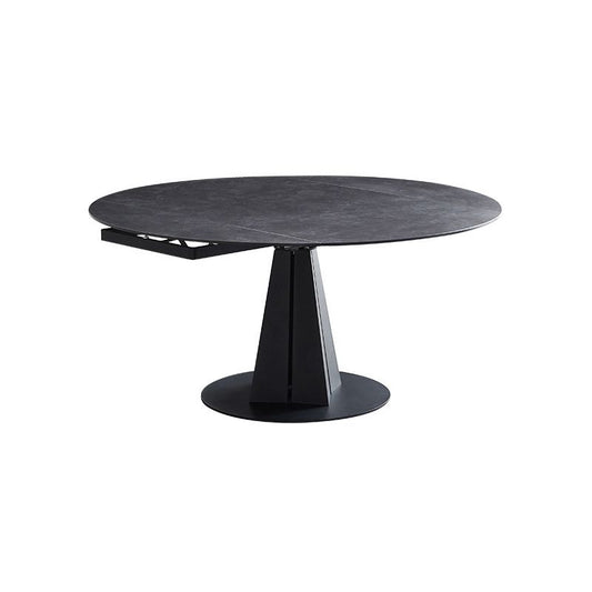 Pedestal moderna mesa de comedor informal de mesa redonda con base de acero inoxidable