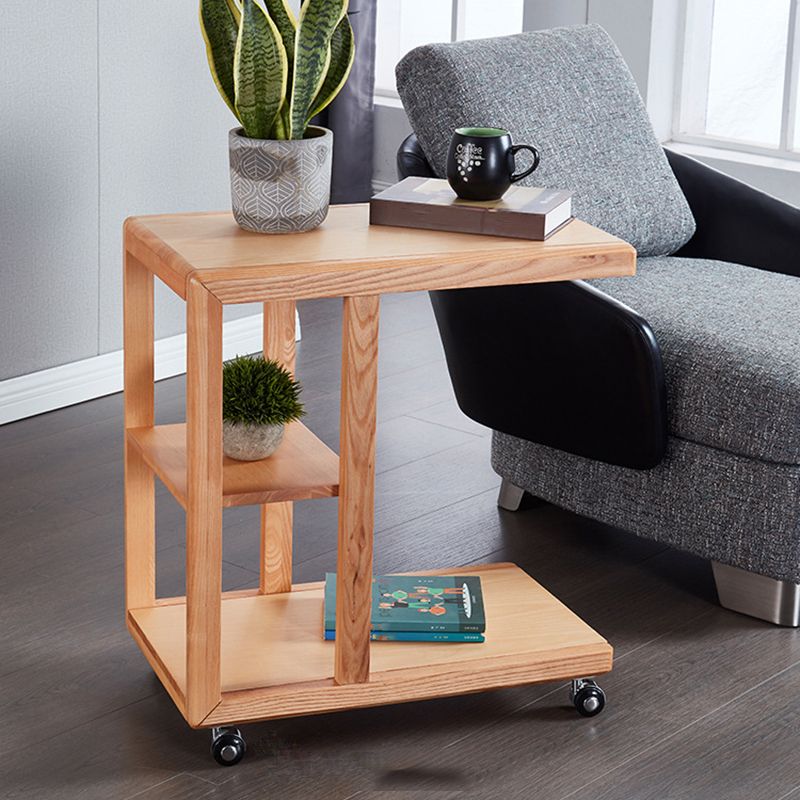 リビングルームのためのモダンなソリッドウッドエンドテーブル長方形のコーナーテーブル