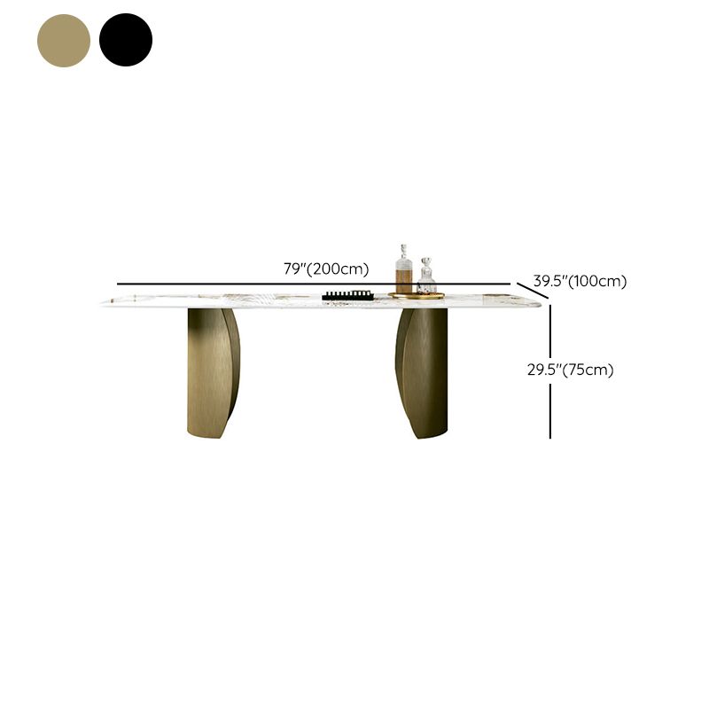 Modern Sintered Stone Table Dining Rectangle Table with Metal Legs for Home Use Clearhalo 'Dining Tables & Seating' 'Dining Tables' 'dining_table' 'furn' 'furn_dining_table' 'Furniture' 'Kitchen & Dining Furniture' 1200x1200_8d1f0386-be05-4cbb-b173-423d1dc9b126