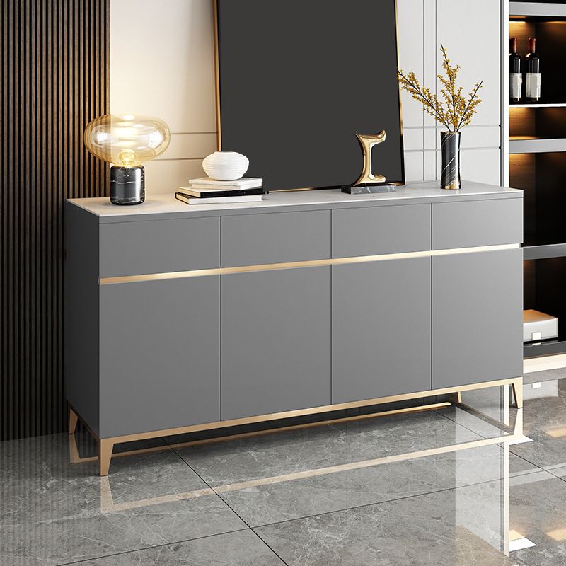 Tavolo da sideboard in pietra a buffet da pranzo in stile glam con cassetti e armadi