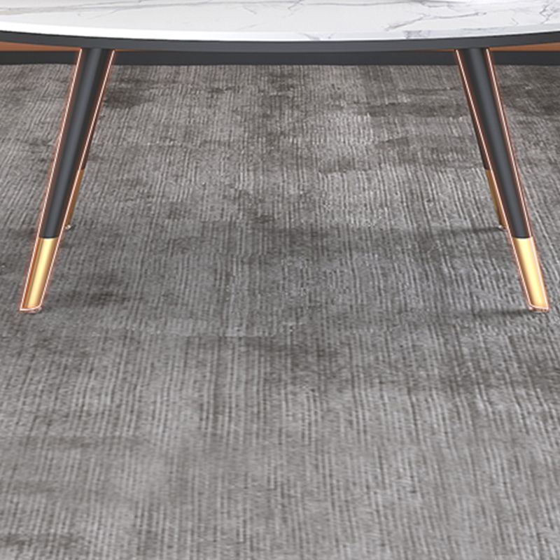 17.71" Tall 4 Legs Oval Coffee Table Stone Top Cocktail Table