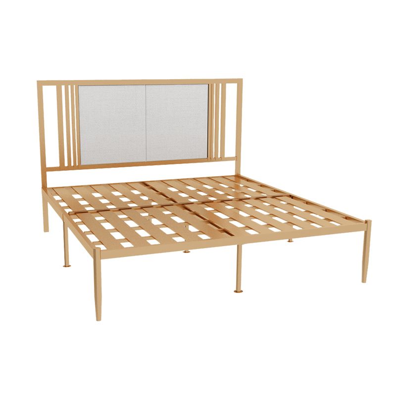 Metal and Upholstered Standard Bed Glam 45" Tall Open-Frame Bed