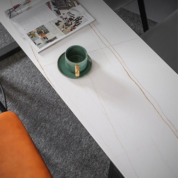 Marble Table with Rectangle Table Top Black Double Pedestal Table- 41.3" H Clearhalo 'Bar Furniture' 'Bar Tables' 'bar_tables' 'furn' 'furn_bar_tables' 'Furniture' 'furniture_bar_tables' 'Kitchen & Dining Furniture' 'kitchen&dining_furn' 'kitchen' 1200x1200_8d216da0-2c46-451d-843a-38bbc6d6734d