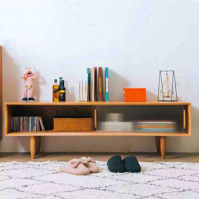 Zeitgenössische TV -Standkonsole Massivholz -TV -Medien stehen mit Türen