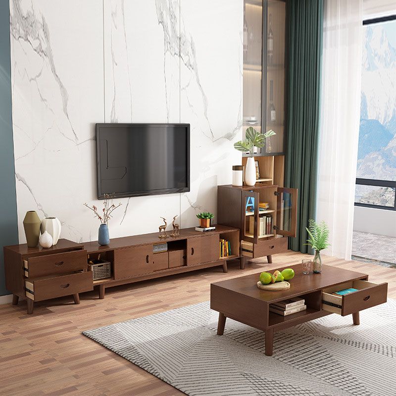 Console multimédia TV en bois Console multimédia scandinave avec tiroirs