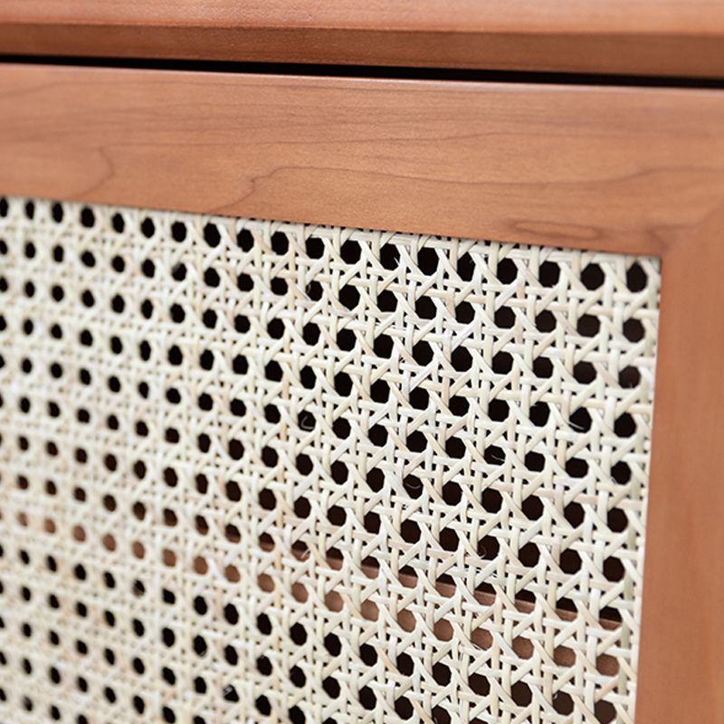 Comodino da comodino da comodino per pino e rattan con 1 porta