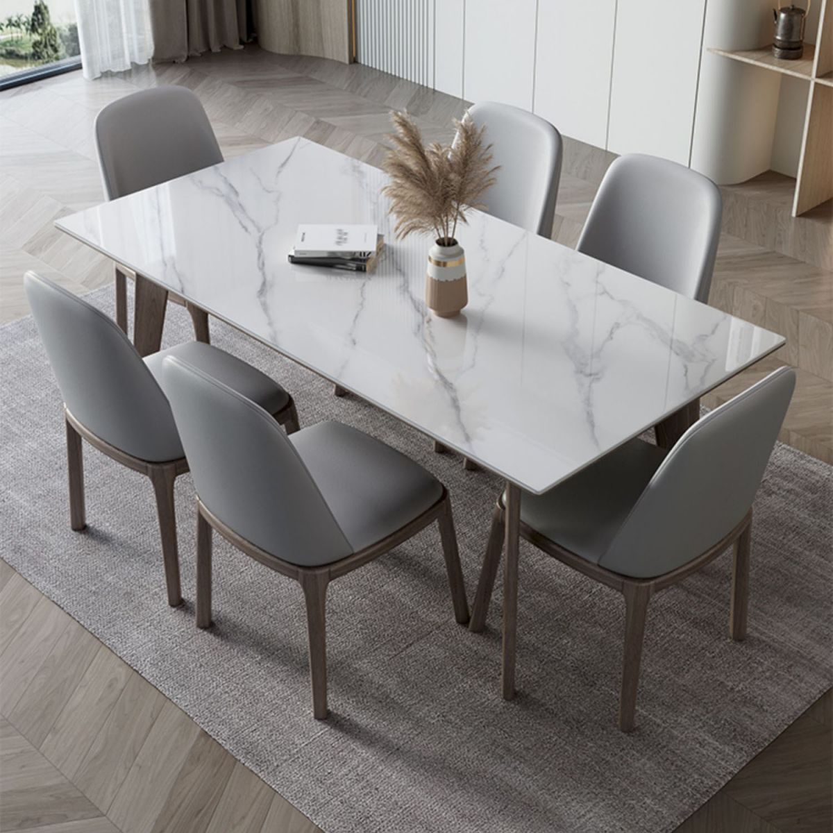 Modern Rectangle Wood Dining Table Set 1/4/5/7 Pieces Dining Set for Home Use Clearhalo 'Dining Room Sets' 'Dining Tables & Seating' 'dining_room_set' 'furn' 'furn_dining_room_set' 'Furniture' 'furniture_dining_room_set' 'Kitchen & Dining Furniture' 1200x1200_8d2509b0-38ec-40af-b364-d47c9da74cb0