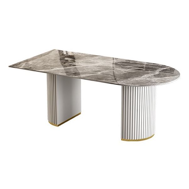 Mesa de comedor de doble pedestal contemporáneo muebles de comedor de piedra