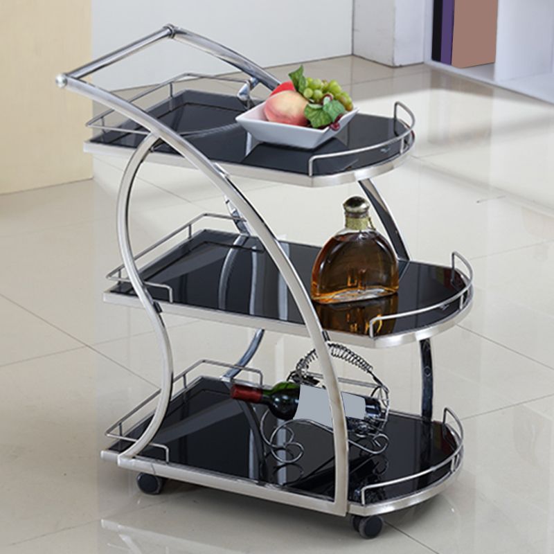 Contemporary 33.07"H Rolling Prep Table Metal Prep Table for Home Use