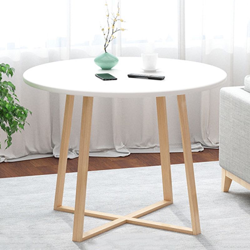 Tavolino laterale di gambe trasversali alte 27,5 "tavolo laterale tondo naturale/ bianco