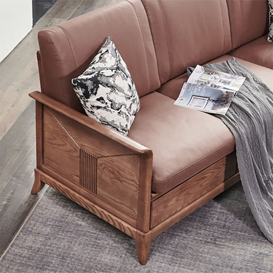 カントリー/ファームハウスダークブラウンクッションフレアアームリビングルームの座席