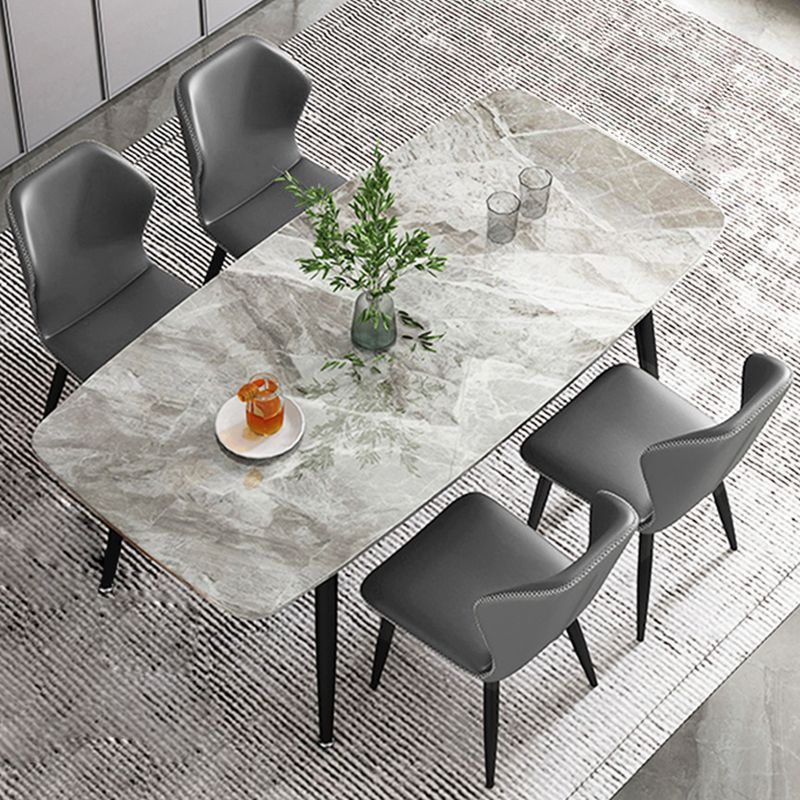 Metal Contemporary Rectangular Dining Table Sintered Stone Table with 4 Metal Legs Clearhalo ' dining_table' 'Dining Tables & Seating' 'Dining Tables' 'furn' 'furn_dining_table' 'Furniture' 'furniture_dining_table' 'Kitchen & Dining Furniture' 'kitchen&dining_furn' 'kitchen' 'kitchen_dining_table' 1200x1200_8d2d799b-6e9f-4919-9659-2f46d979f5a7