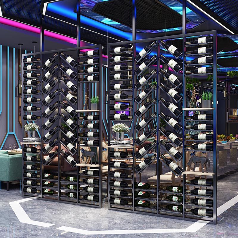 Industrial Metal Wine Bottle Holder Black Floor Bottle Wine Rack 5.9"Wide Clearhalo 'furn' 'furn_wine_racks' 'Furniture' 'Kitchen & Dining Furniture' 'Wine Racks' 'wine_racks' 1200x1200_8d2ea54c-1bb0-4c59-9e41-298bb4db3fc8