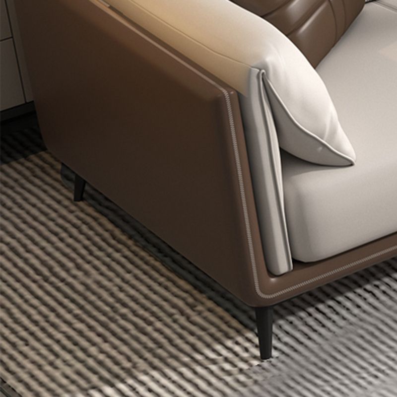 Genuine Leather Sofa Stationary Square Arm Seating for Living Room