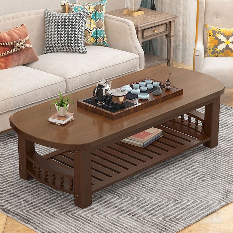 20"H Contemporary Coffee Table Solid Wood Storage Cocktail Table