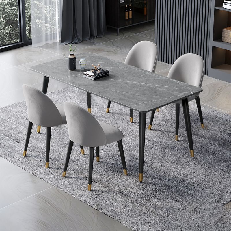 Contemporary Sintered Stone Top Dining Room Set with Rectangle Shape Dining Set for Kitchen Clearhalo 'Dining Room Sets' 'Dining Tables & Seating' 'dining_room_set' 'furn' 'furn_dining_room_set' 'Furniture' 'furniture_dining_room_set' 'Kitchen & Dining Furniture' 'kitchen&dining_furn' 'kitchen' 1200x1200_8d316271-6607-4945-8a65-f7bf4d5c8924