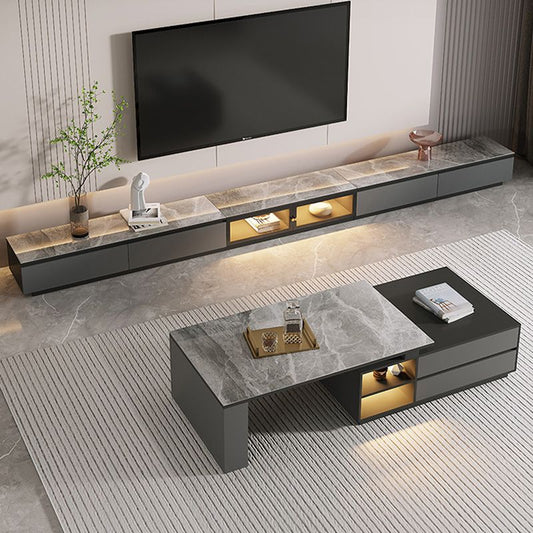 Console TV in stoccaggio in pietra moderna in pietra in grigio, 31,5 "h x 12" w