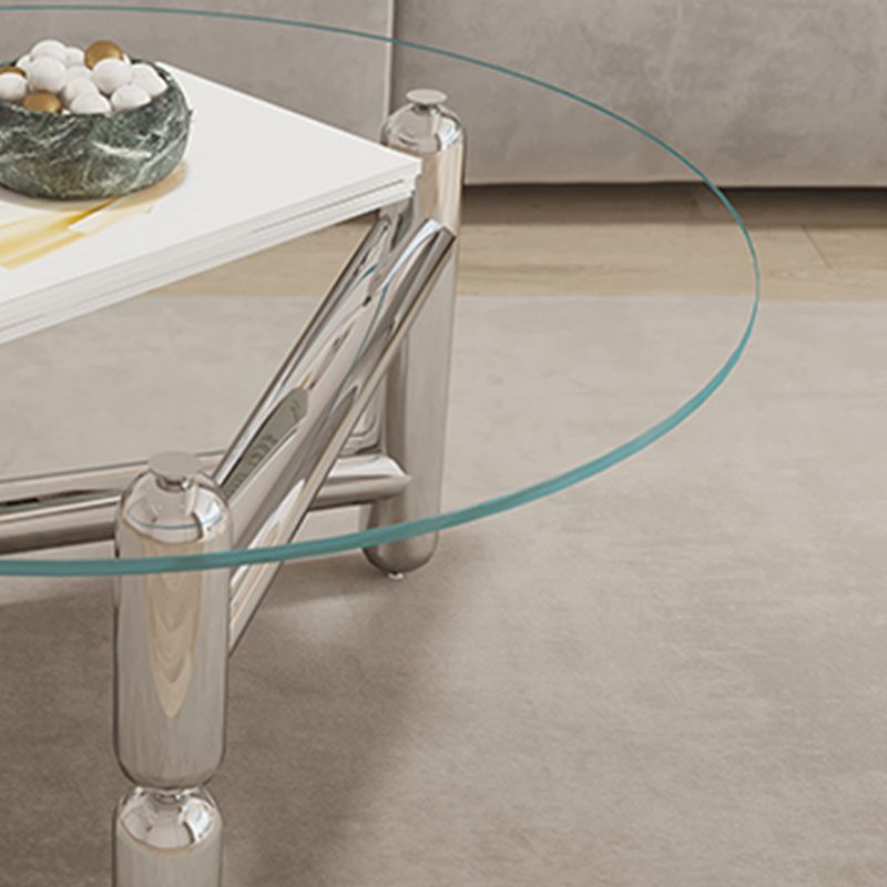 Moderner Stil transparenter Glas Tisch mit Metallbasis Couchtisch