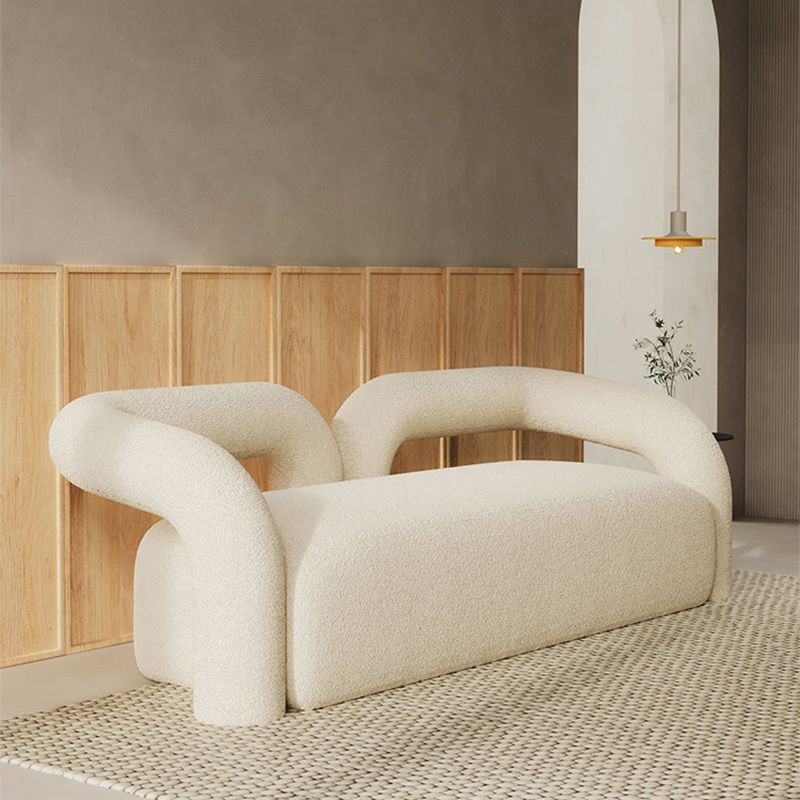 27.56" High Wool Sofa Modern Simple Tuxedo Arm Sofa in White