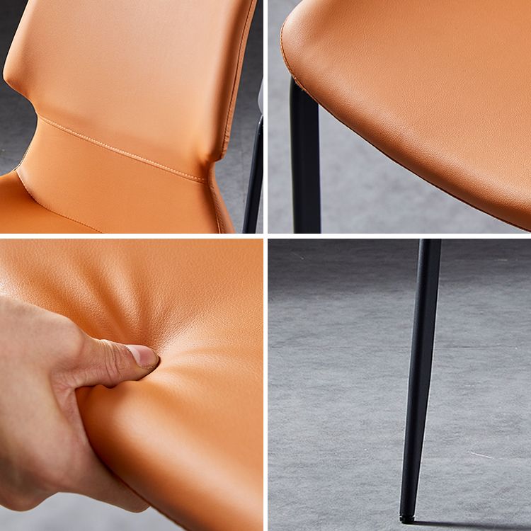 Contemporary Style Leather Dining Chairs Kitchen Armless Chairs with Metal Legs Clearhalo ' kitchen&dining_furn' 'Dining Chairs' 'Dining Tables & Seating' 'dining_chair' 'furn' 'furn_dining_chair' 'Furniture' 'furniture_dining_chair' 'Kitchen & Dining Furniture' 'kitchen' 1200x1200_8d3596ed-d324-4c9b-9542-92c76e019820