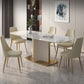 Modern Style Traditional Height Dining Set with Fixed Rectangle Shape Table and Pedestal Base Clearhalo 'Dining Room Sets' 'Dining Tables & Seating' 'dining_room_set' 'furn' 'furn_dining_room_set' 'Furniture' 'furniture_dining_room_set' 'Kitchen & Dining Furniture' 'kitchen&dining_furn' 'kitchen' 1200x1200_8d38548a-f388-47f1-b391-45f1e971f42b