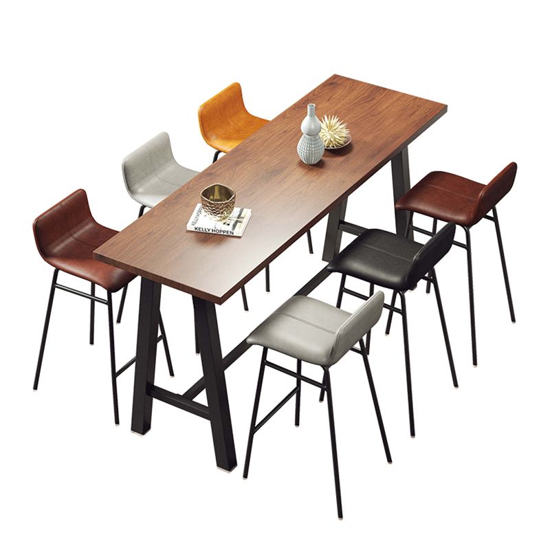 Industrial Black Metal Frame Bistro Table Brown Pine Wood Top Bar Table Clearhalo 'Bar Furniture' 'Bar Tables' 'bar_tables' 'furn' 'furn_bar_tables' 'Furniture' 'Kitchen & Dining Furniture' 1200x1200_8d385d7f-9124-41d8-803e-5de8211d8215