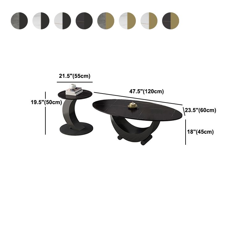 2 Piece Nesting Tables Oval Minimalist Modern Coffee Table Set Clearhalo 'Coffee & Accent Tables' 'Coffee Tables' 'coffee_tables' 'furn' 'furn_coffee_tables' 'Furniture' 'Living Room Furniture' 1200x1200_8d391558-7bad-4b3b-967f-91b421c22b41
