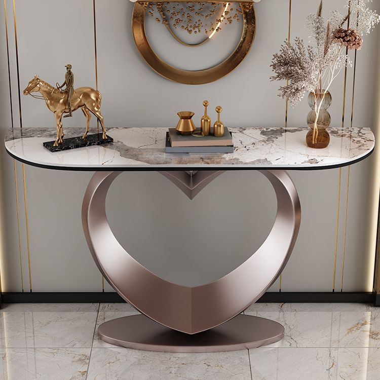 Glam Style Console Table Slate Half Moon Console Table for Hall , 14 Inch Wide