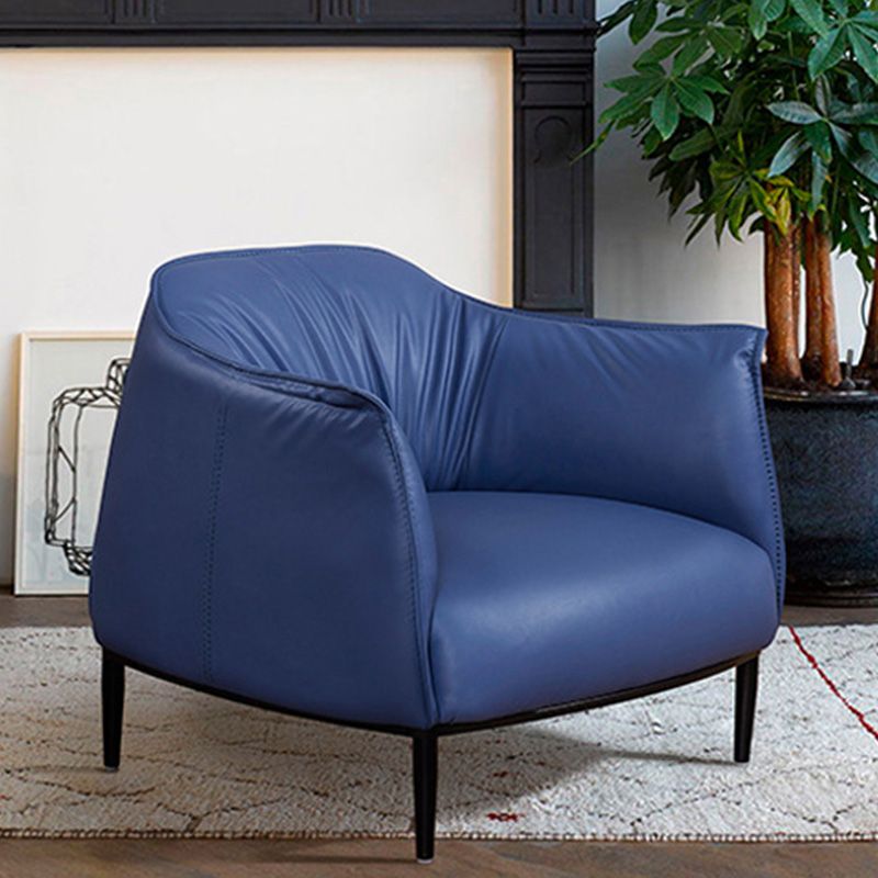 Solid Color Genuine Leather Arms Included with Black Legs Round Arms Barrel Chair Clearhalo 'Accent Chairs' 'accent_chairs' 'Chairs & Seating' 'furn' 'furn_accent_chairs' 'Furniture' 'Living Room Furniture' 1200x1200_8d39ff5d-bb40-4e24-8133-35b6edbfc07b