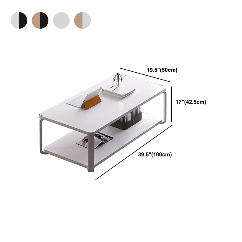 Modern Rectangular Coffee Table Natural/White Shelf Included Cocktail Table - 16.73" H