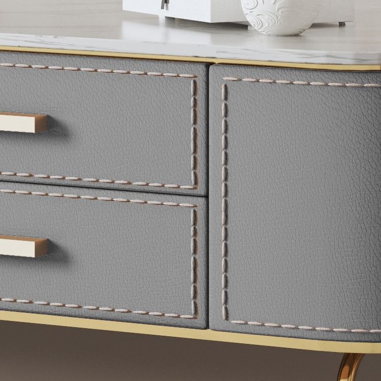 Specchio e 2 cassetti set di sgabelli da toeletta da toeletta per trucco grigio chiaro